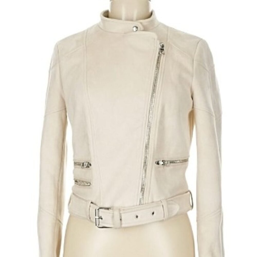 Zara beige moto jacket Size M